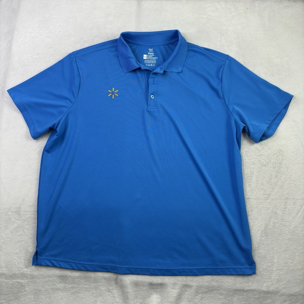 Walmart Associate Blue Short Sleeve Collared Uniform Polo Shirt Men's 2XL